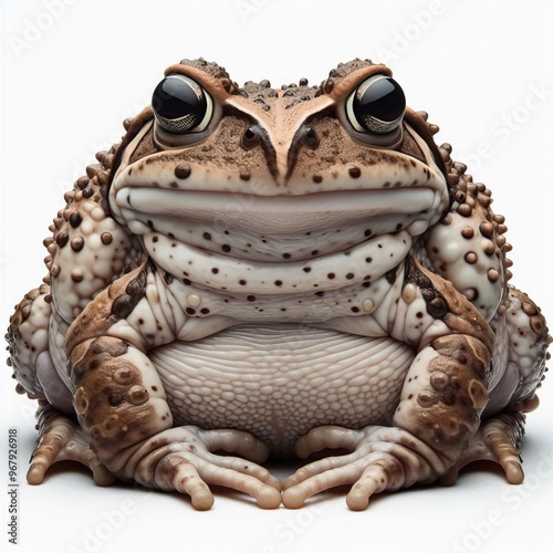 whole view of a frog on white background , view from above. photo