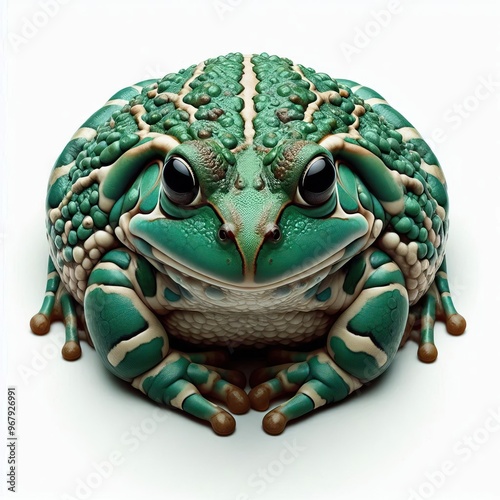 whole view of a frog on white background , view from above. photo