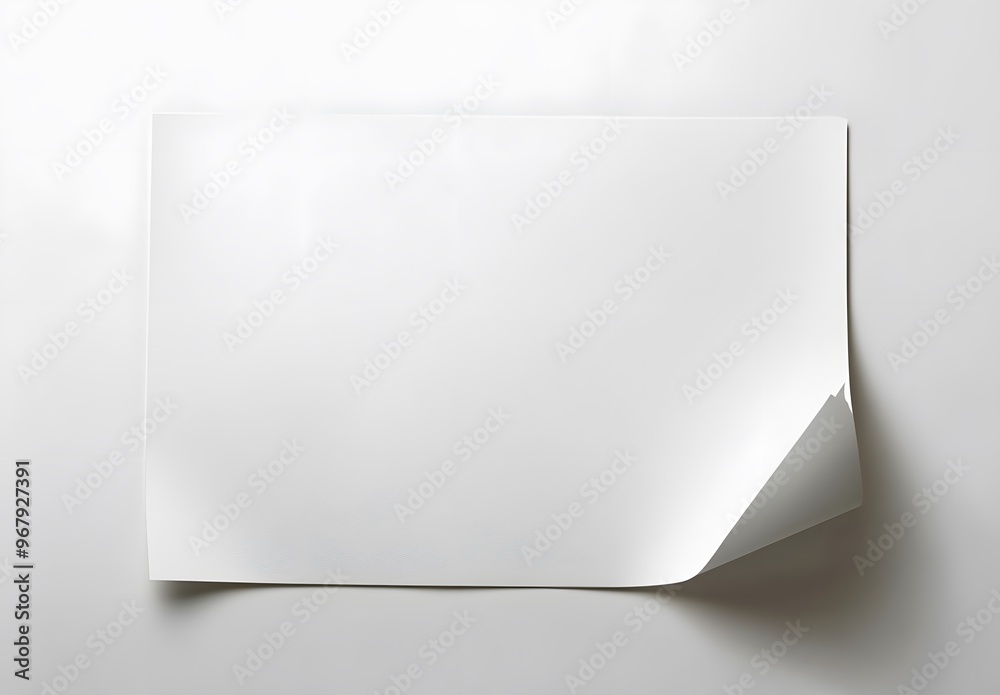 Blank paper with a curled corner on a surface. Blank paper with a curled corner on a surface.