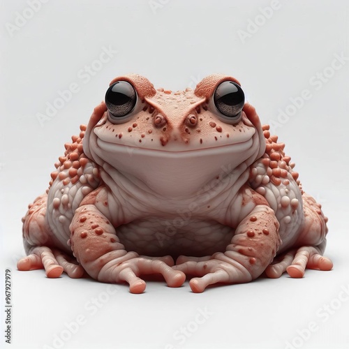 whole view of a frog on white background , view from above. photo