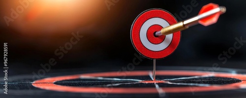A business plan with a bullseye target and strategic goals aligned towards it
