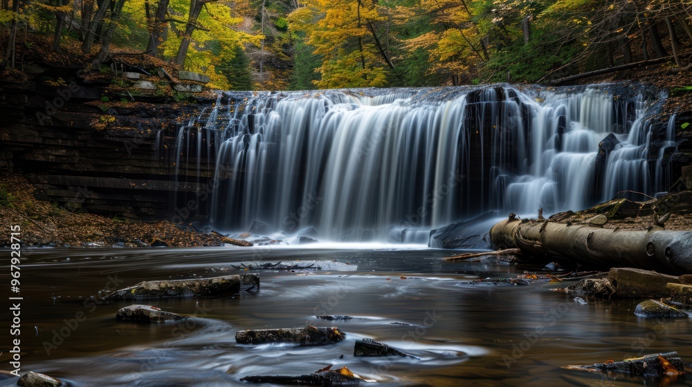 Fototapeta premium Waterfall in Autumn Forest