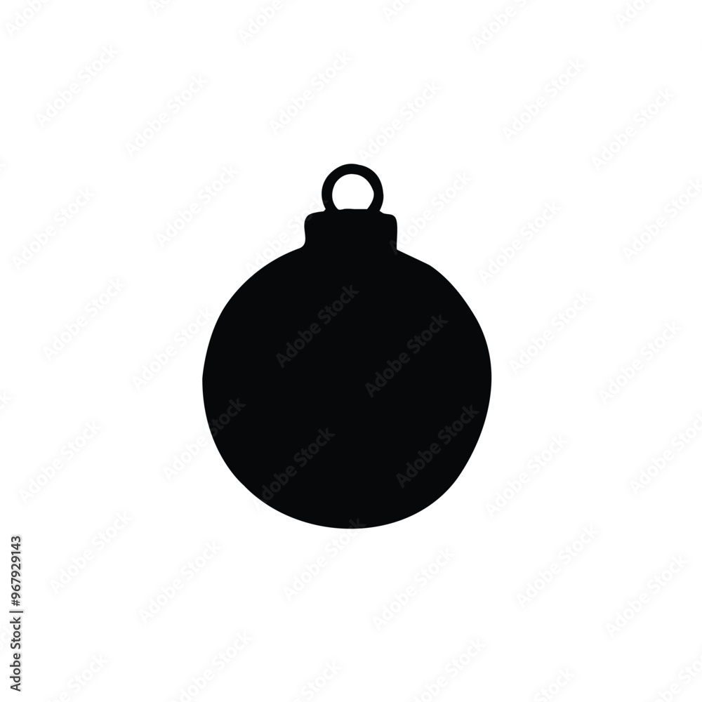 Silhouette Of Black Christmas Ornament Isolated On White Background, Vector of black ornament Silhouette Of Black Christmas Ornament Isolated On White Background, Vector of black ornament