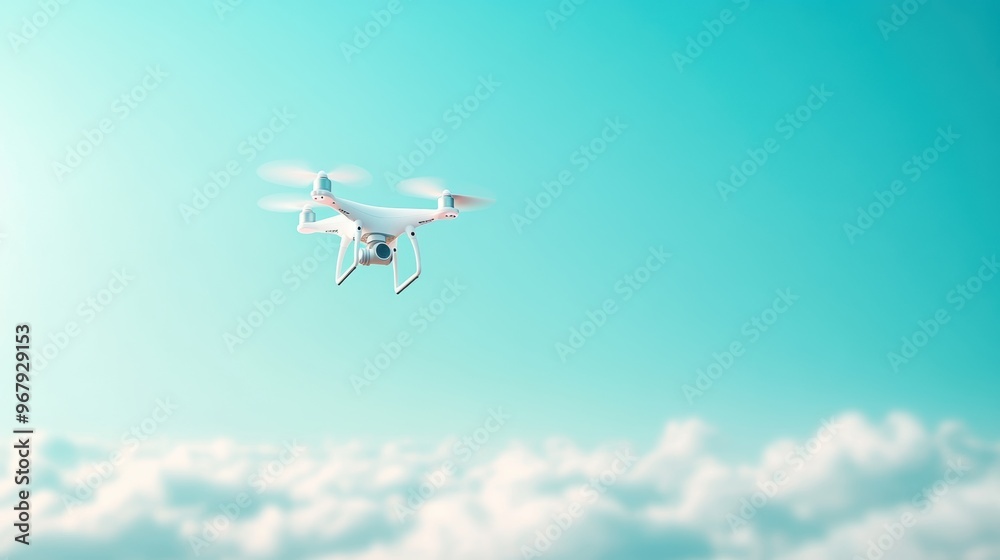A drone soaring through the sky, showcasing the ease and speed of modern transportation. A drone soaring through the sky, showcasing the ease and speed of modern transportation.