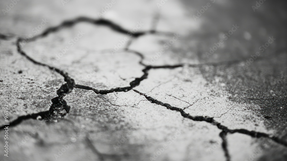 Fototapeta premium Close-up of cracked surface highlighting texture and wear.