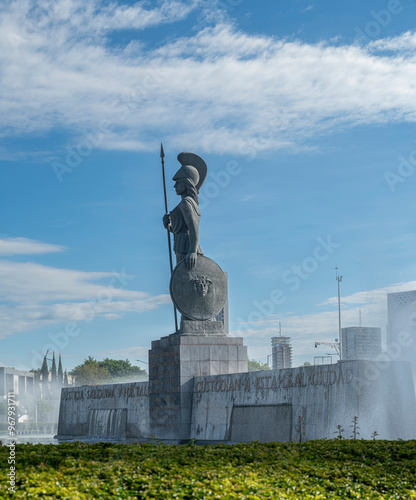 Canvas-taulu diosa romana Minerva, guadalajara, escultura, emblema, escudo, mujer, lanza, Glo