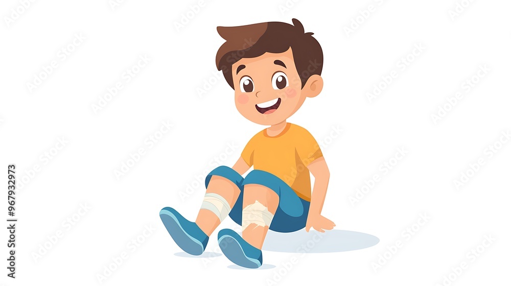 Child with Scraped Knee Flat Design Icon - Simple 2D Vector Graphic Illustration on White Background Child with Scraped Knee Flat Design Icon - Simple 2D Vector Graphic Illustration on White Background