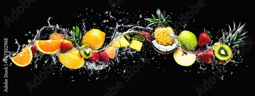 Water Splashing Fruit Symphony