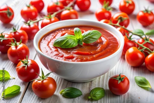 Tomato sauce with basil leaf