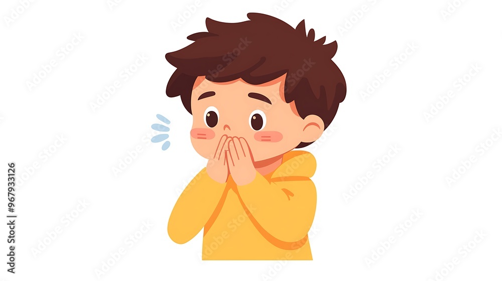 Child Coughing Flat Icon - Minimalist Vector Design for Website Interface on White Background Child Coughing Flat Icon - Minimalist Vector Design for Website Interface on White Background