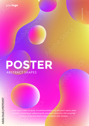 Fluid poster collection, Pink gradient, Gradient fluid shapes background, Pink poster