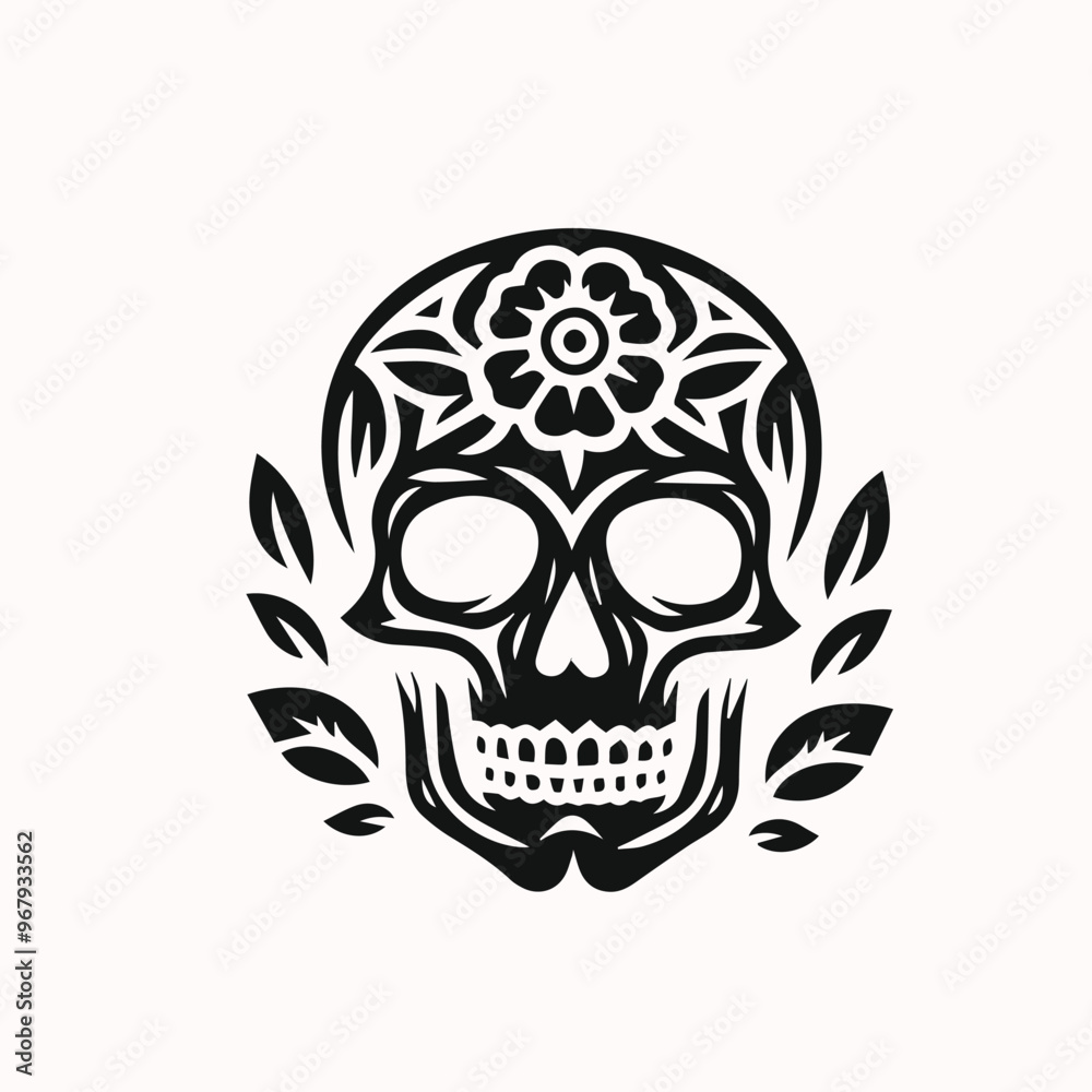 Monochrome human  Skull Illustration