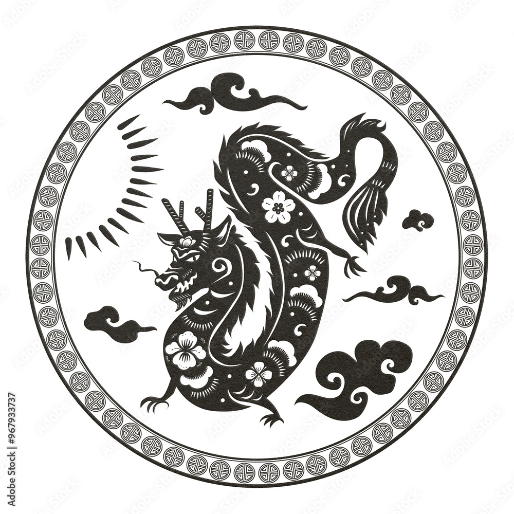 Year of dragon badge png black Chinese horoscope animal Year of dragon badge png black Chinese horoscope animal
