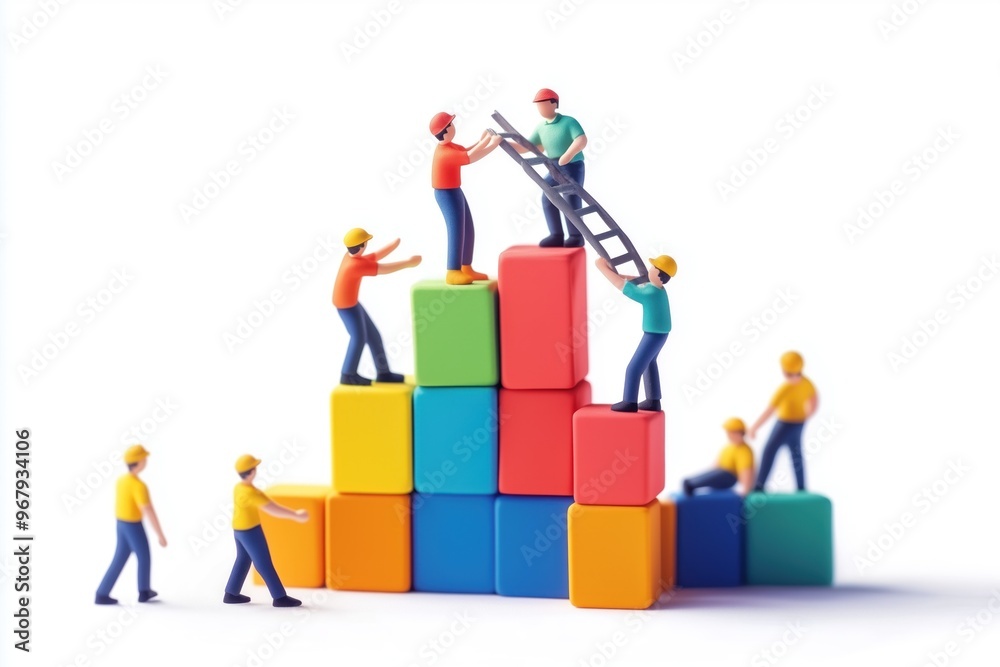 office workers building a good teamwork game concept office workers building a good teamwork game concept