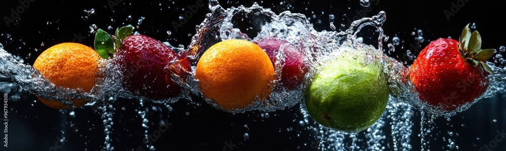 Fototapeta premium Fresh Fruit Splashing in Water