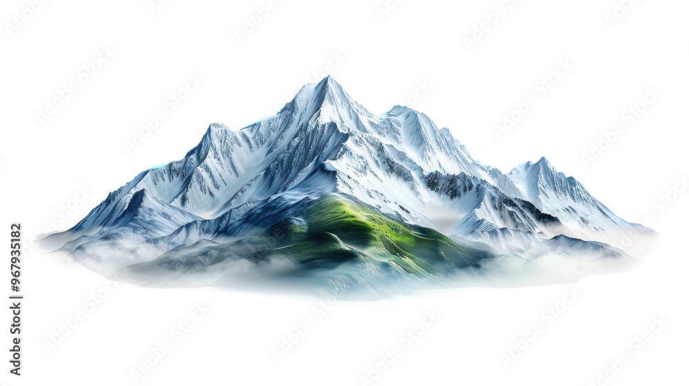 Mountain Peaks with Snow and Green Hills Mountain Peaks with Snow and Green Hills