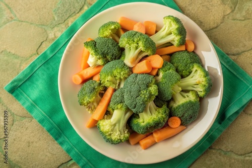 Boiled broccoli with carrots