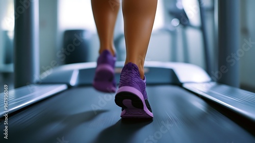 Active Lifestyle Concept with Close-up of Woman's Legs in Gym Shoes on Treadmill - 35mm Film Photography