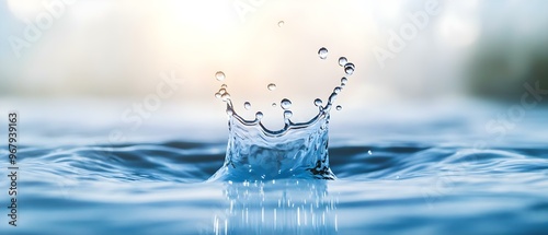 Water droplet splashing in midair to celebrate World Water Day. Concept World Water Day, Importance of Water, Environmental Awareness, Water Conservation, Nature Photography