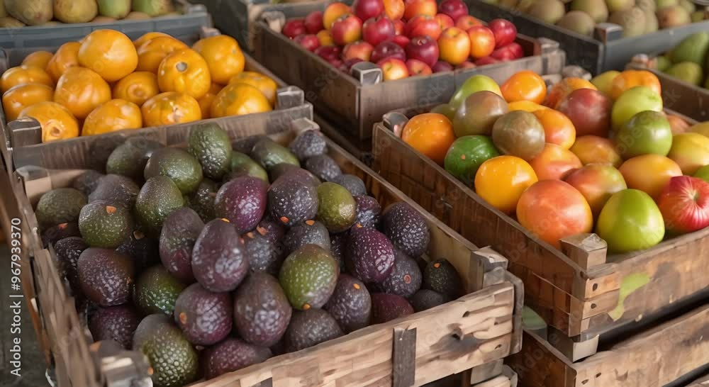 Crates of Fruits in a Market Crates of Fruits in a Market