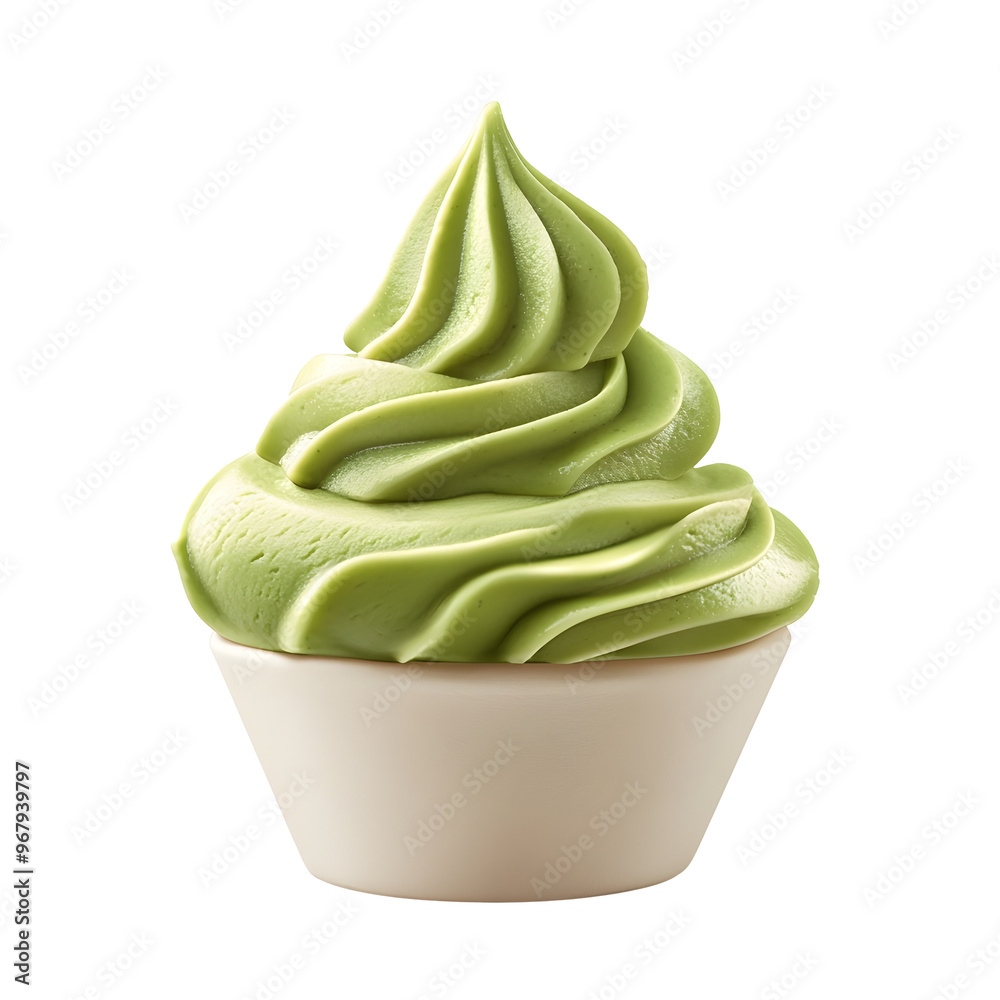 Photography of Matcha Ice Cream Dessert on Plain White Background Photography of Matcha Ice Cream Dessert on Plain White Background