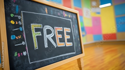 Empowering Education: Free Learning Concept on Chalkboard in Vibrant Classroom Environment