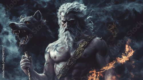 Hades greek god of the underworld. ruler over death and the dead. brother of zeus and poseidon. god of olympus. ancient greek mythology. charon the ferryman. generative ai. Cerberus. Illustration