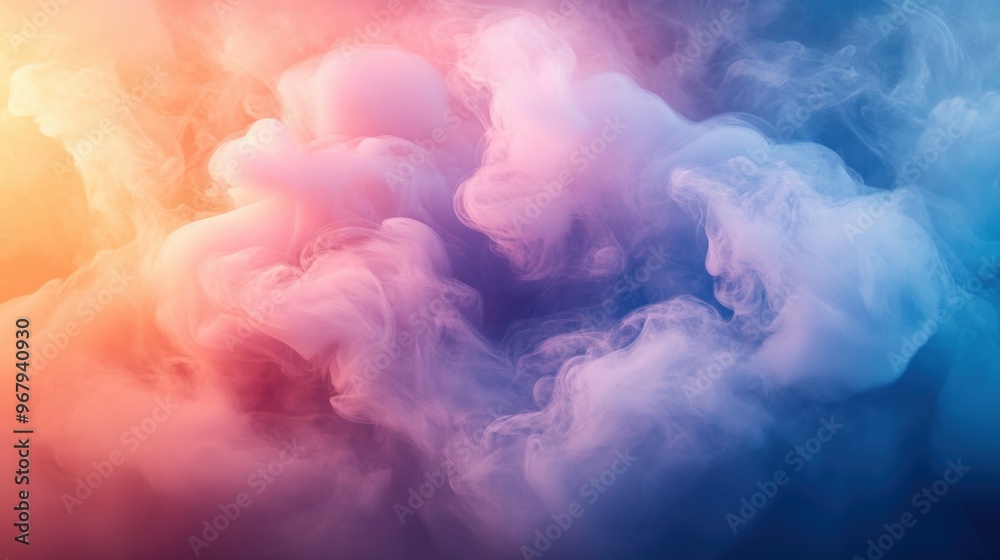 Photo of swirling pastel smoke, watercolor Photo of swirling pastel smoke, watercolor