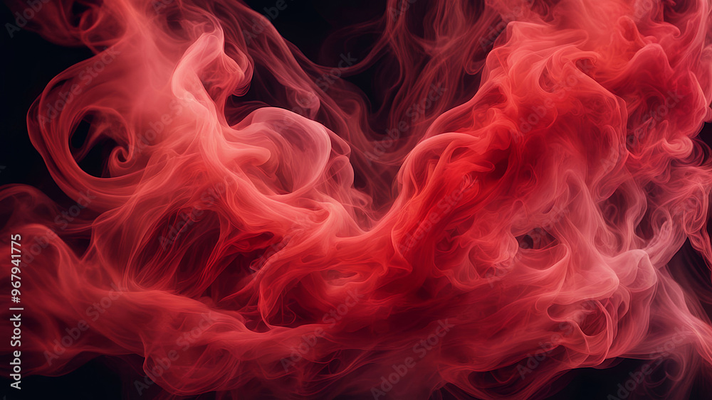 Obraz premium mesmerizing scene of swirling red and crimson smoke on a black background