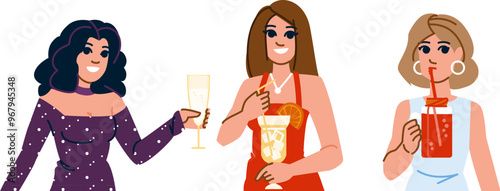 margarita woman cocktail vector. cosmopolitan mojito, daiquiri spritz, gimlet sangria margarita woman cocktail character. people flat cartoon illustration
