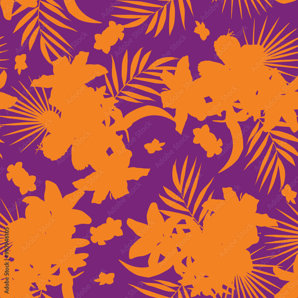 Tropical pattern, floral, leaves. Digital print in Repeat (rapport), Resolution 300 DPI, ideal for fashion, decoration and stationery. Tropical pattern, floral, leaves. Digital print in Repeat (rapport), Resolution 300 DPI, ideal for fashion, decoration and stationery.