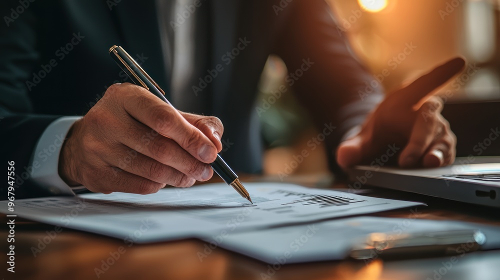 A strategic planner holding a pen and gesturing as if explaining a strategic plan. A strategic planner holding a pen and gesturing as if explaining a strategic plan.