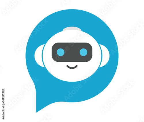 Chatbot Icon Design | AI Chat Support Symbol | Artificial Intelligence Bot Icon