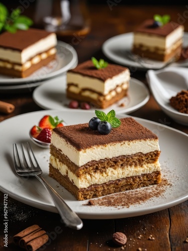 Wallpaper Mural Close-up of a delicious tiramisu slice Torontodigital.ca