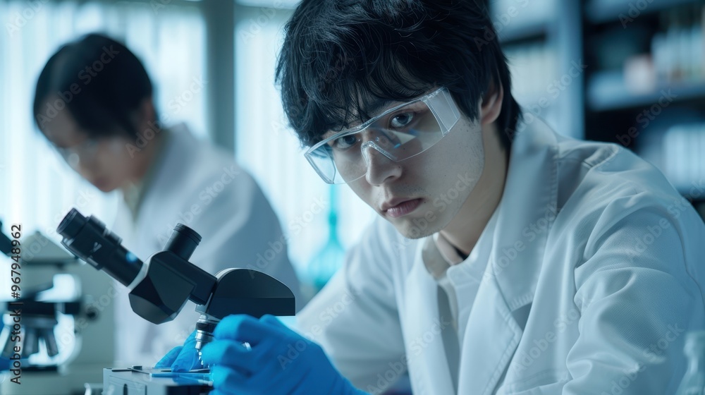 The Researcher with Microscope The Researcher with Microscope