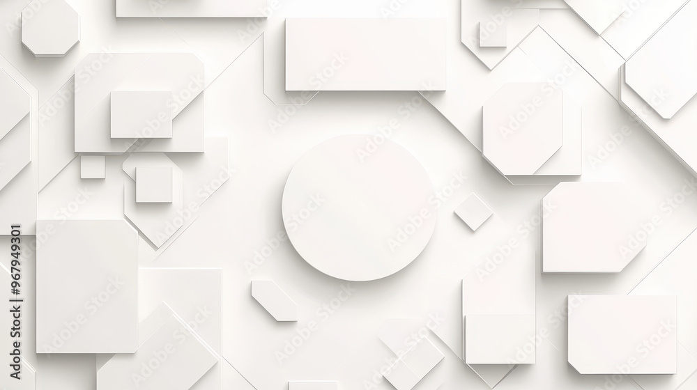 Minimalistic white 3D geometric pattern on a light background. Minimalistic white 3D geometric pattern on a light background.