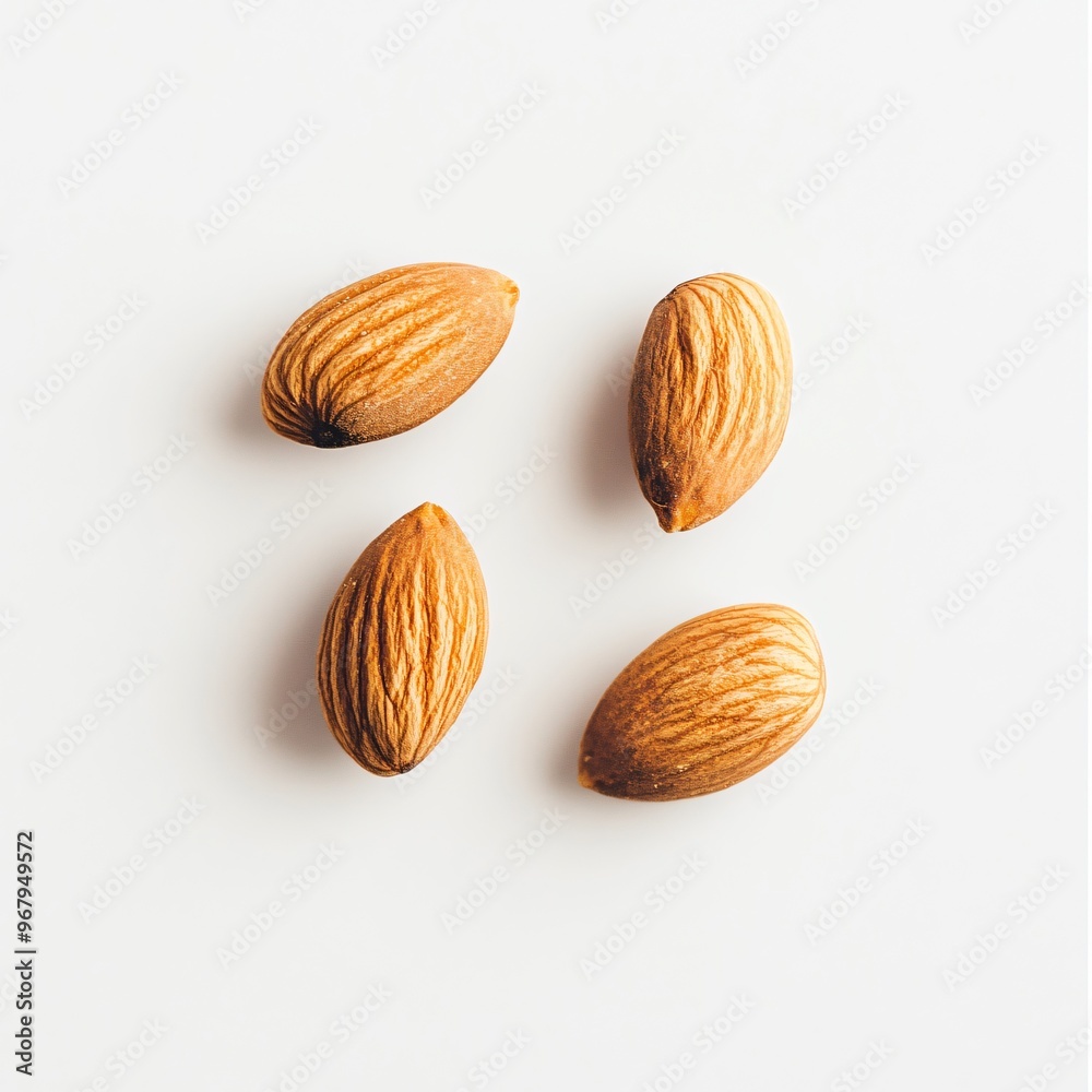 Closeup of Organic Almonds on a White Background Closeup of Organic Almonds on a White Background