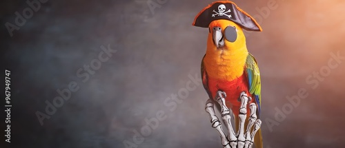 Wallpaper Mural Parrot Pirate Costume Halloween  Fun Bird Skeleton Hand Torontodigital.ca