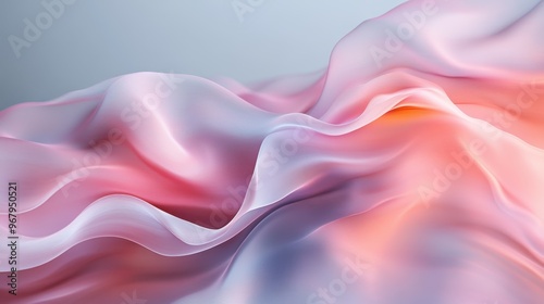 This image features pastel-toned fabric with pink and white hues, flowing smoothly in gentle folds, evoking a sense of softness, elegance, and delicate beauty.