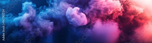 Abstract Swirling Blue and Pink Smoke Clouds