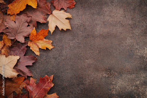Wallpaper Mural Autumn leaves on a table with room for text Torontodigital.ca