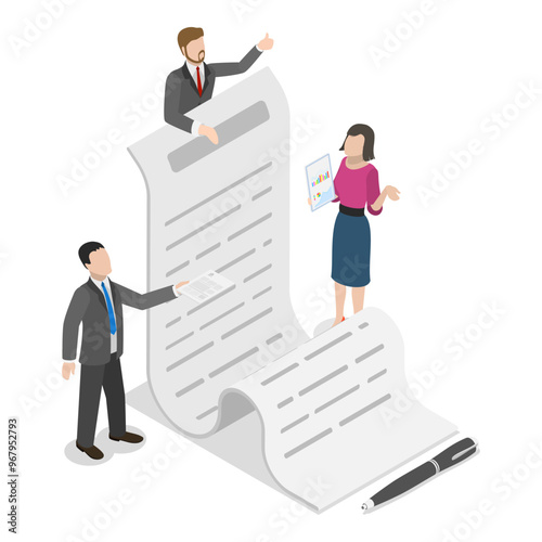 3D Isometric Flat Vector Illustration of Business Profile, Customer Service For Personal Assistant. Item 3