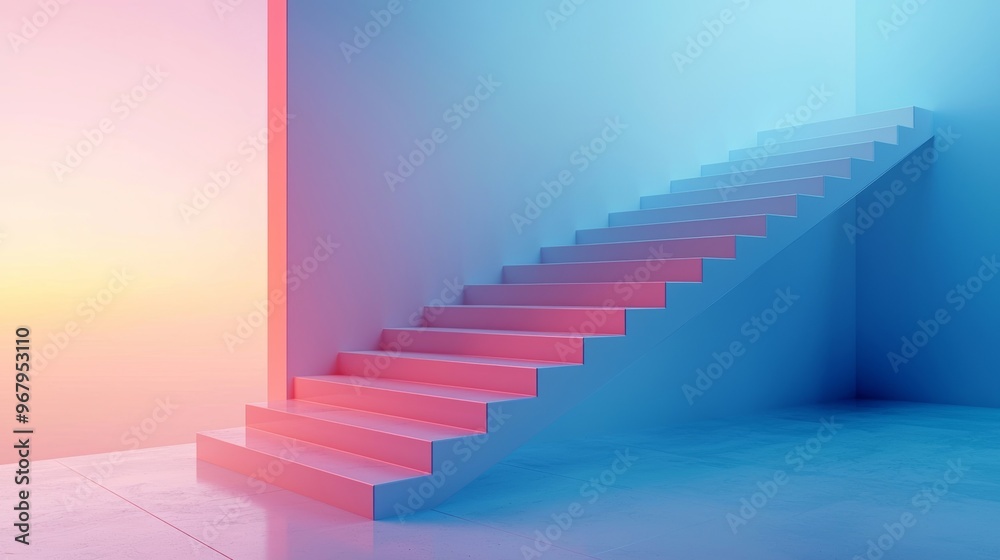 Fototapeta premium Pink Stairs Up