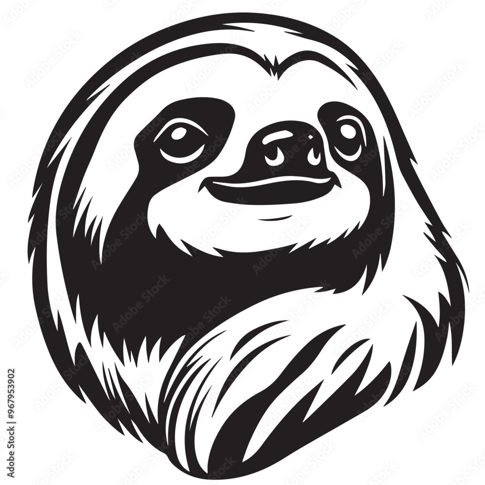 Fototapeta premium Sloth in cartoon, doodle style . Image for t-shirt, web, mobile apps and ui. Isolated 2d vector illustration in logo, icon, sketch style, Eps 10, black and white. AI Generative