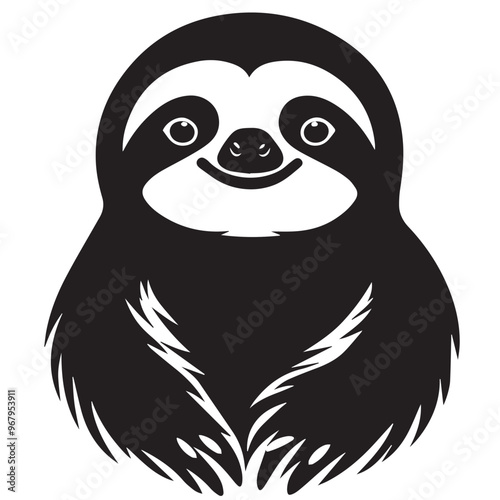 Sloth in cartoon, doodle style . Image for t-shirt, web, mobile apps and ui. Isolated 2d vector illustration in logo, icon, sketch style, Eps 10, black and white. AI Generative