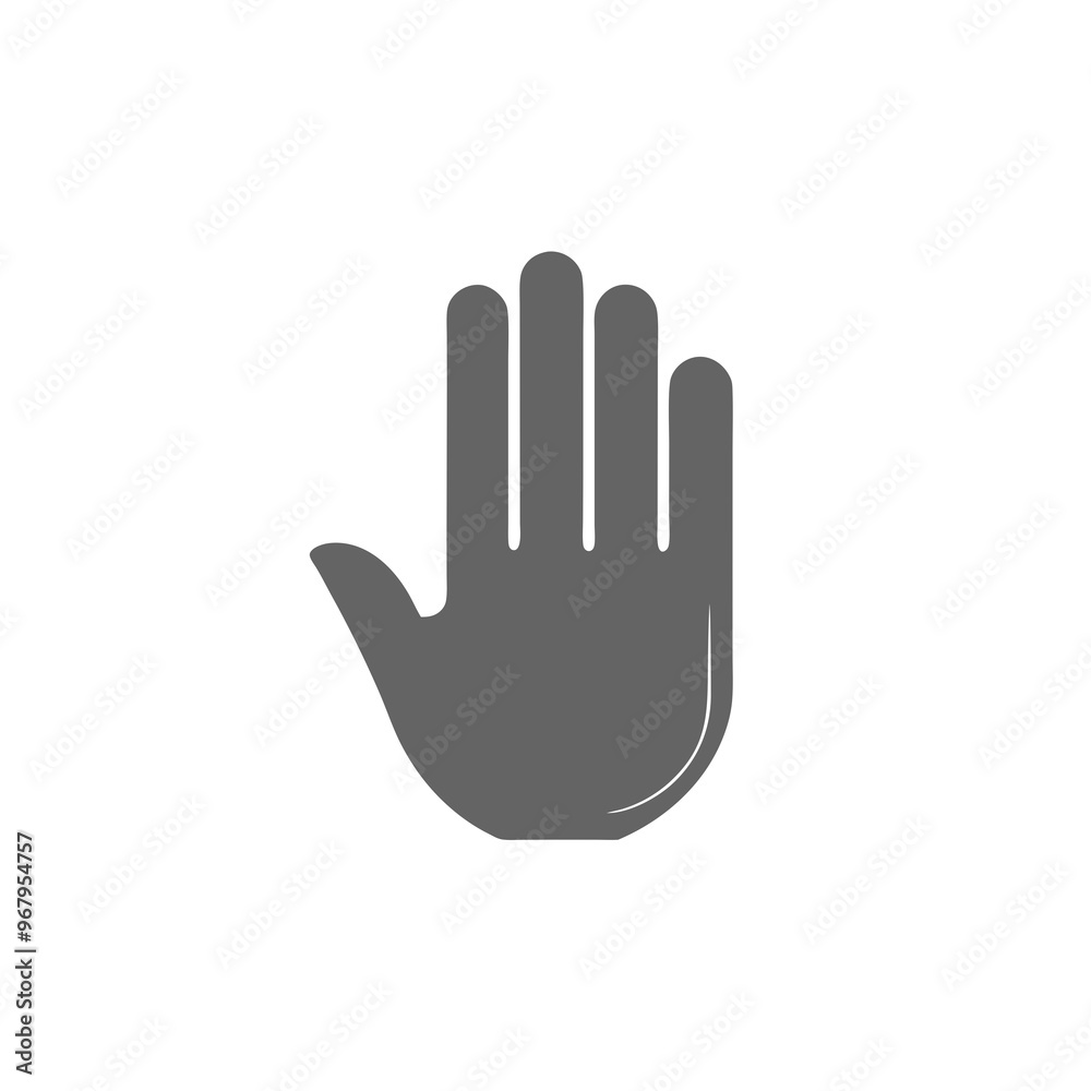 Hand silhouette with a raised palm gesture on a white background Hand silhouette with a raised palm gesture on a white background