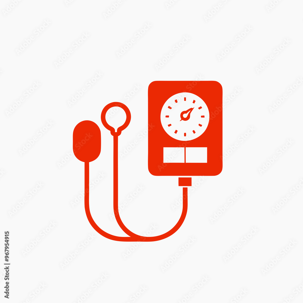 Blood pressure monitor device with pressure gauge and cuff in red color Blood pressure monitor device with pressure gauge and cuff in red color
