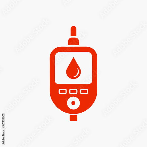 Blood glucose meter device for diabetes testing in red color