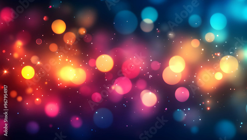 A vibrant display of colorful bokeh lights in a dazzling blur, creating an enchanting backdrop for celebrations or artistic projects.