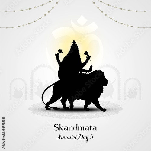 Silhouette Illustration Of Ma skandmata Navratri Special, Beautiful Background Of Happy Navratri Day 5.  photo